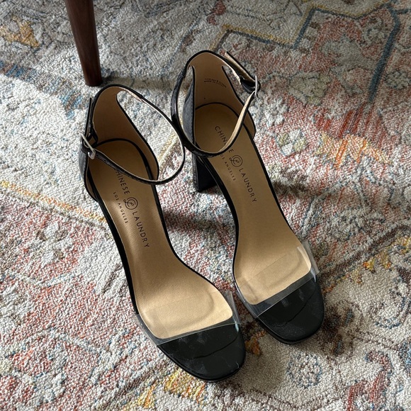 Chinese Laundry Black Ankle Strap Heels - Picture 1 of 5